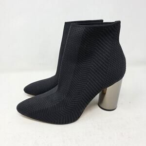 Zara Woman Stretch Sock Bootie Mirrored Silver Heel Shoe Size 37 US 7